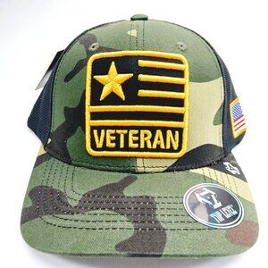 Camo And Black Mesh Snapback Army Veteran Hat